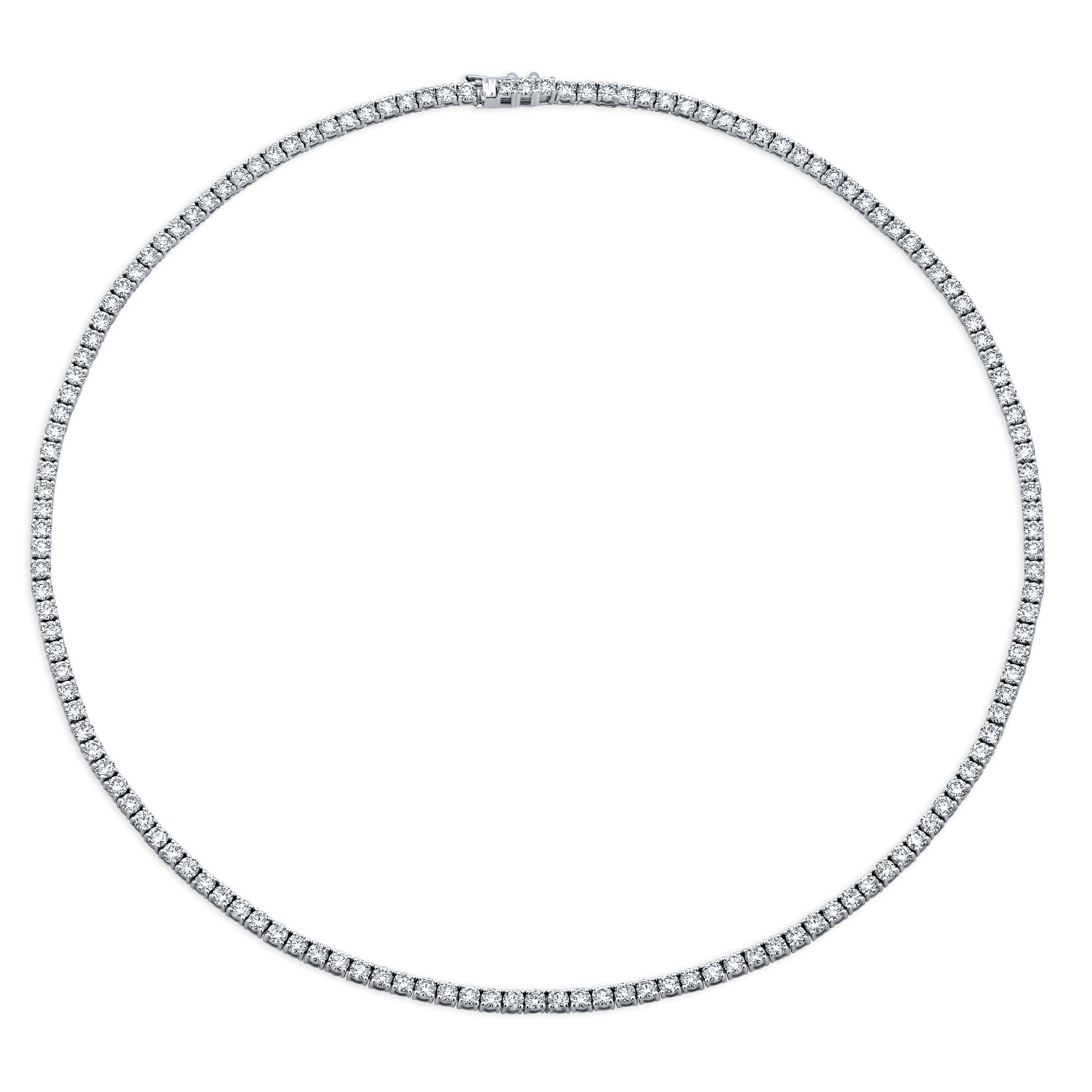 Straight Line 2.7mm Round Diamond 4-prong Necklace