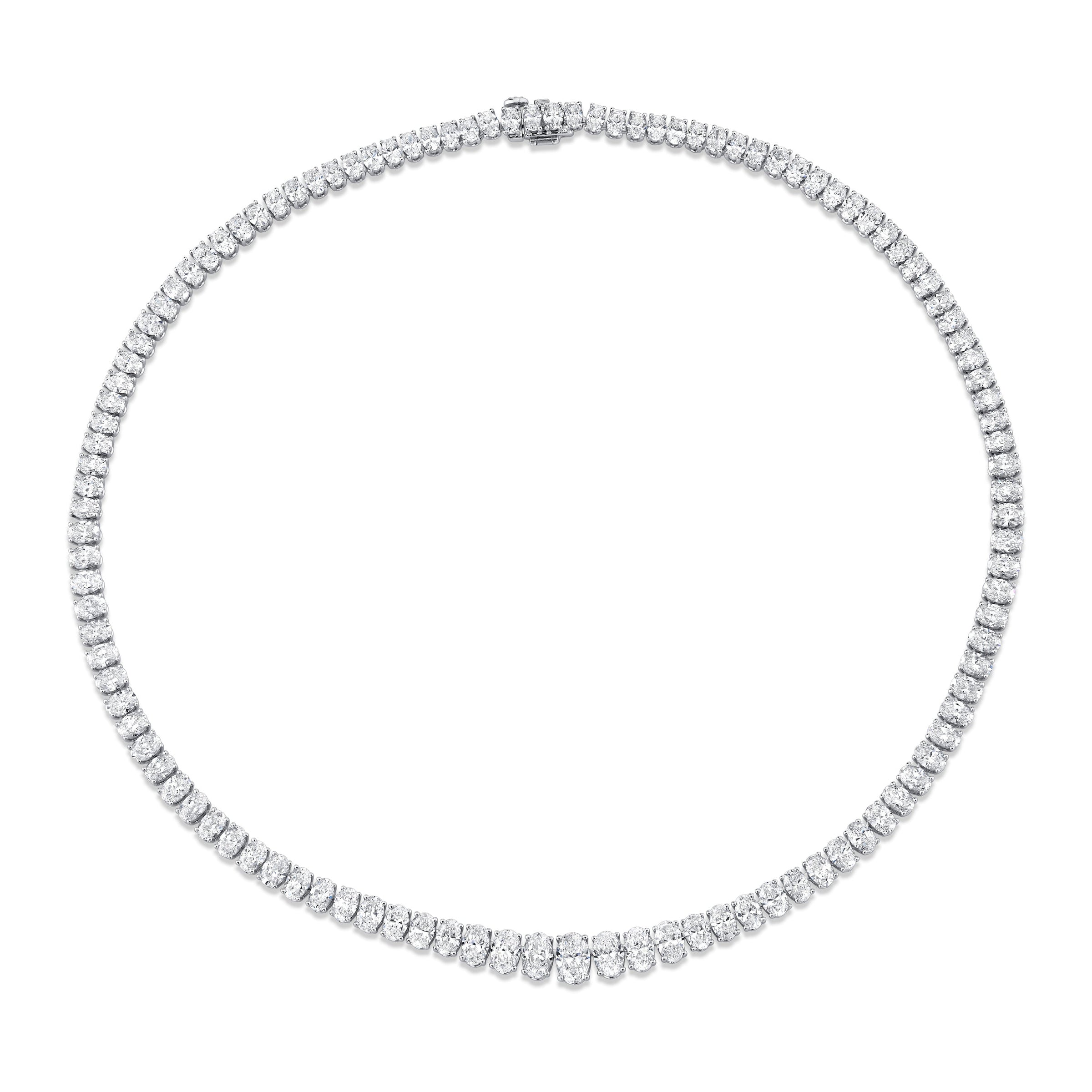 Graduated Oval Diamond Necklace