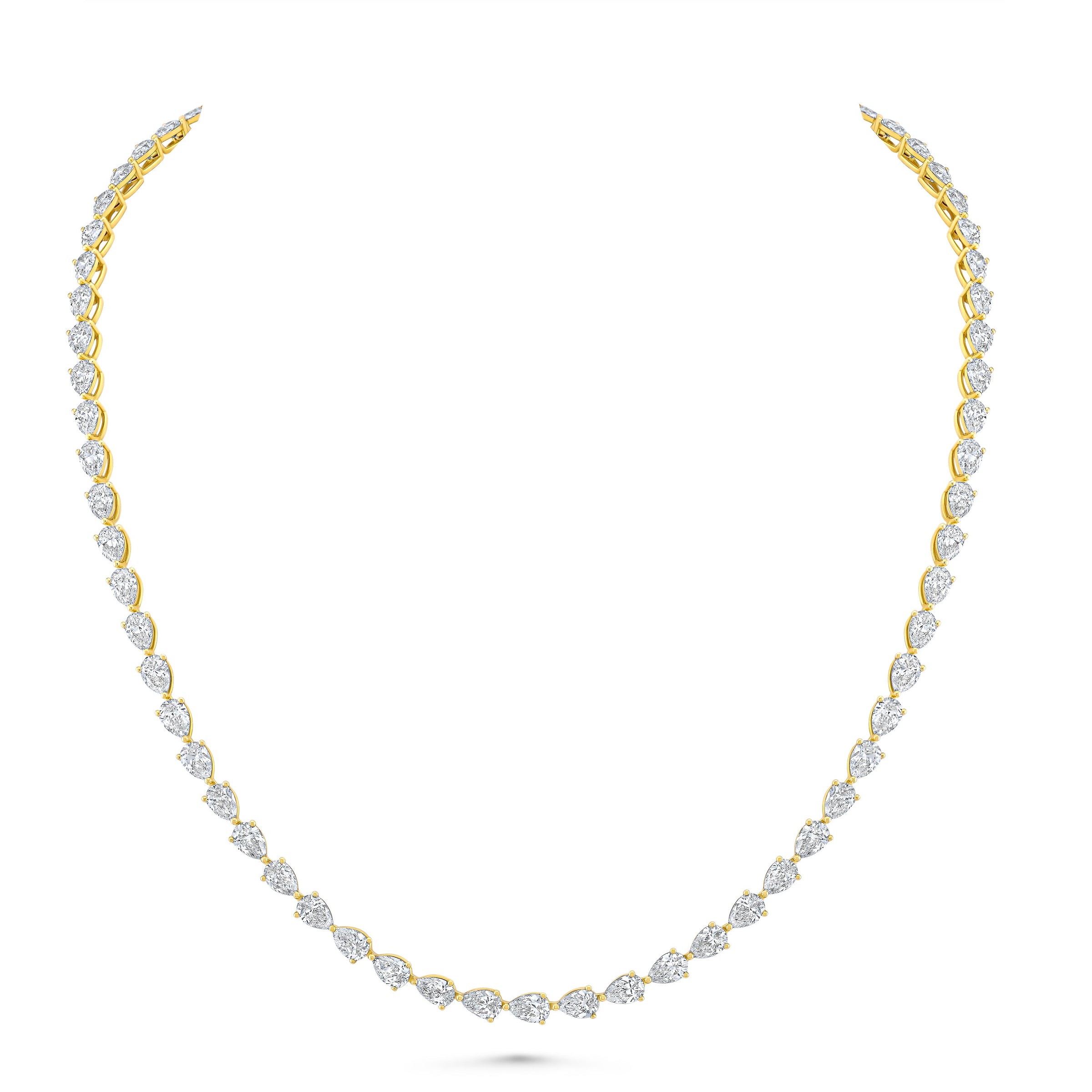 East West Straight Line Pear Diamond Necklace