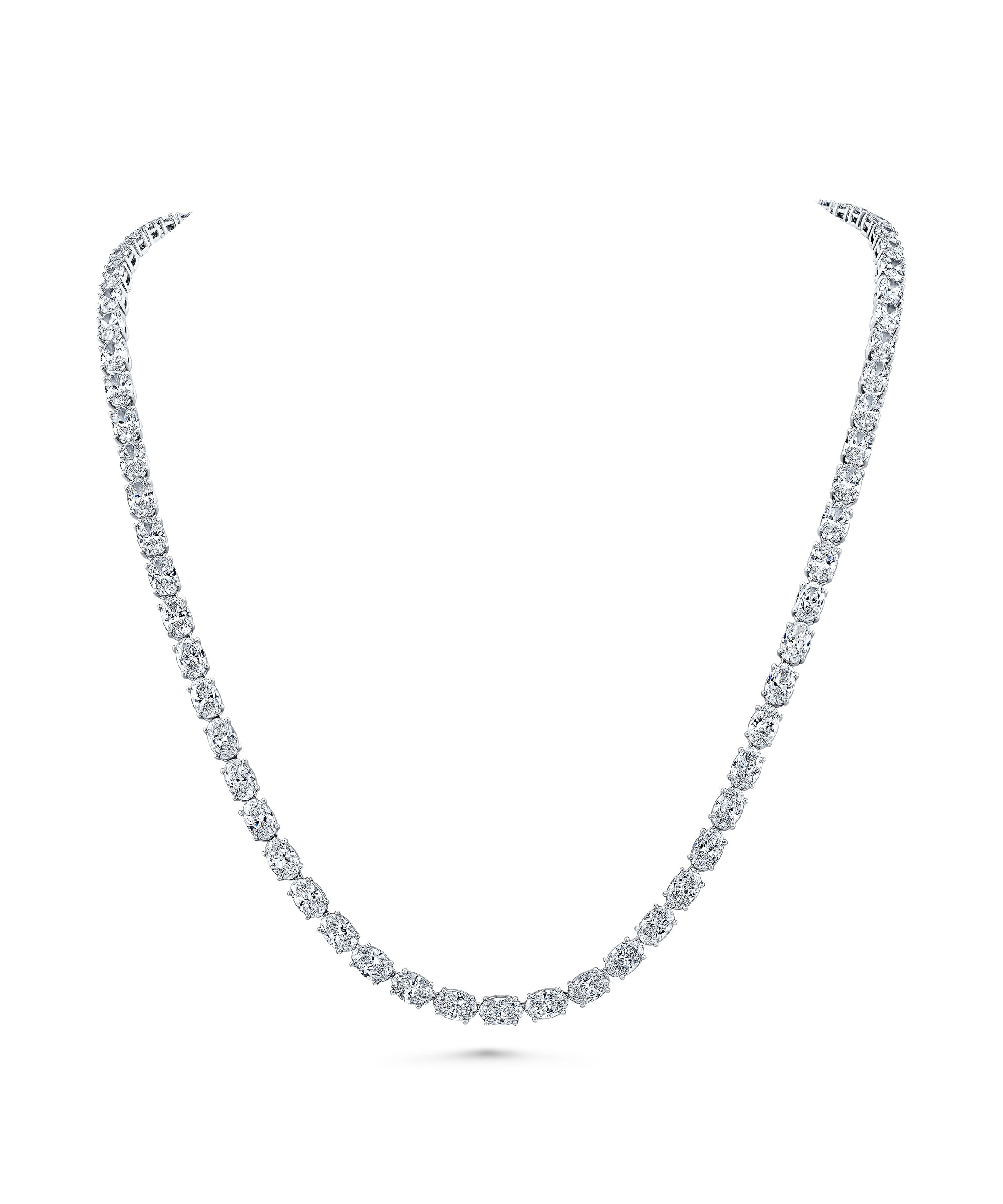 East West Oval Diamond Straight Line Necklace