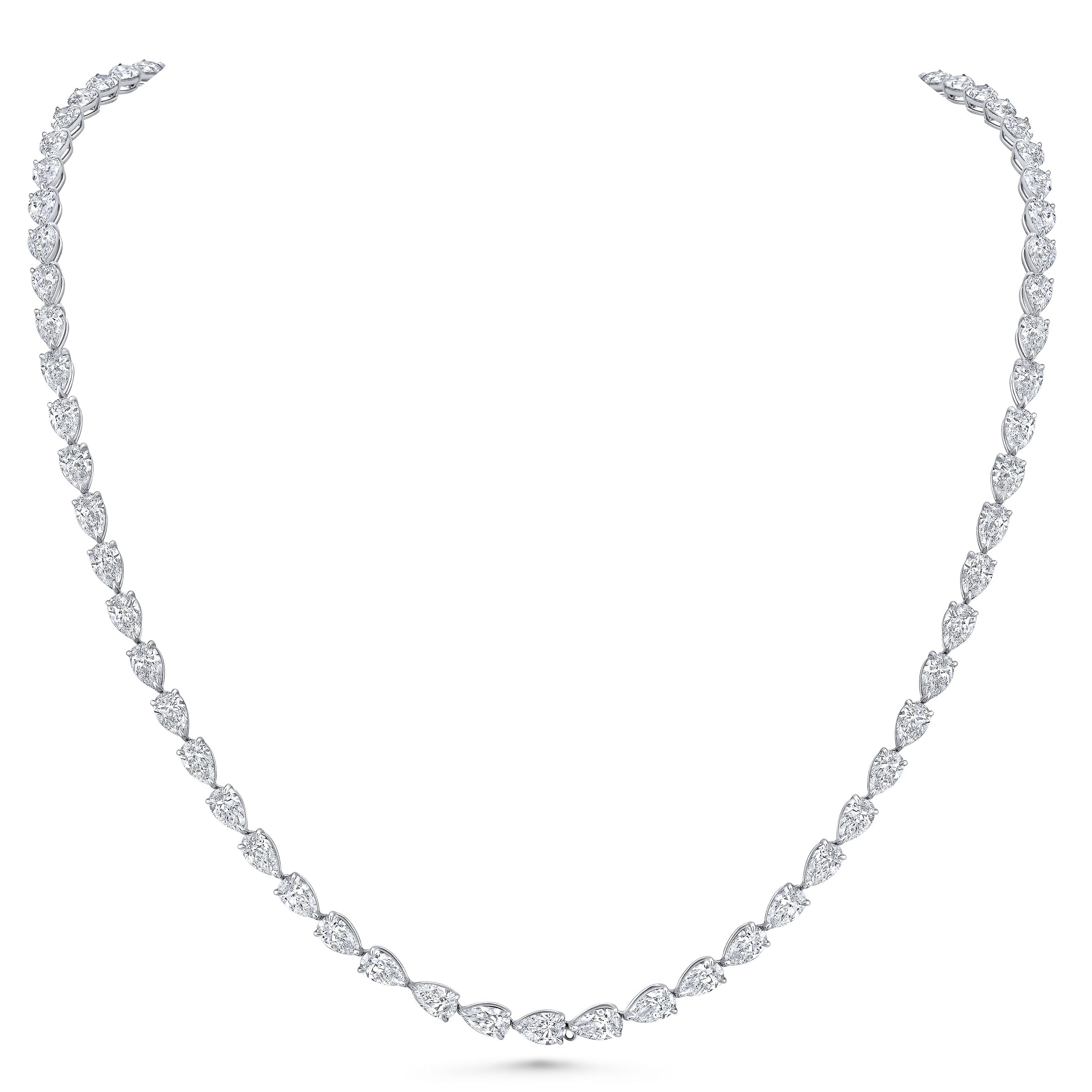 East West Pear Diamond Straight Line Necklace