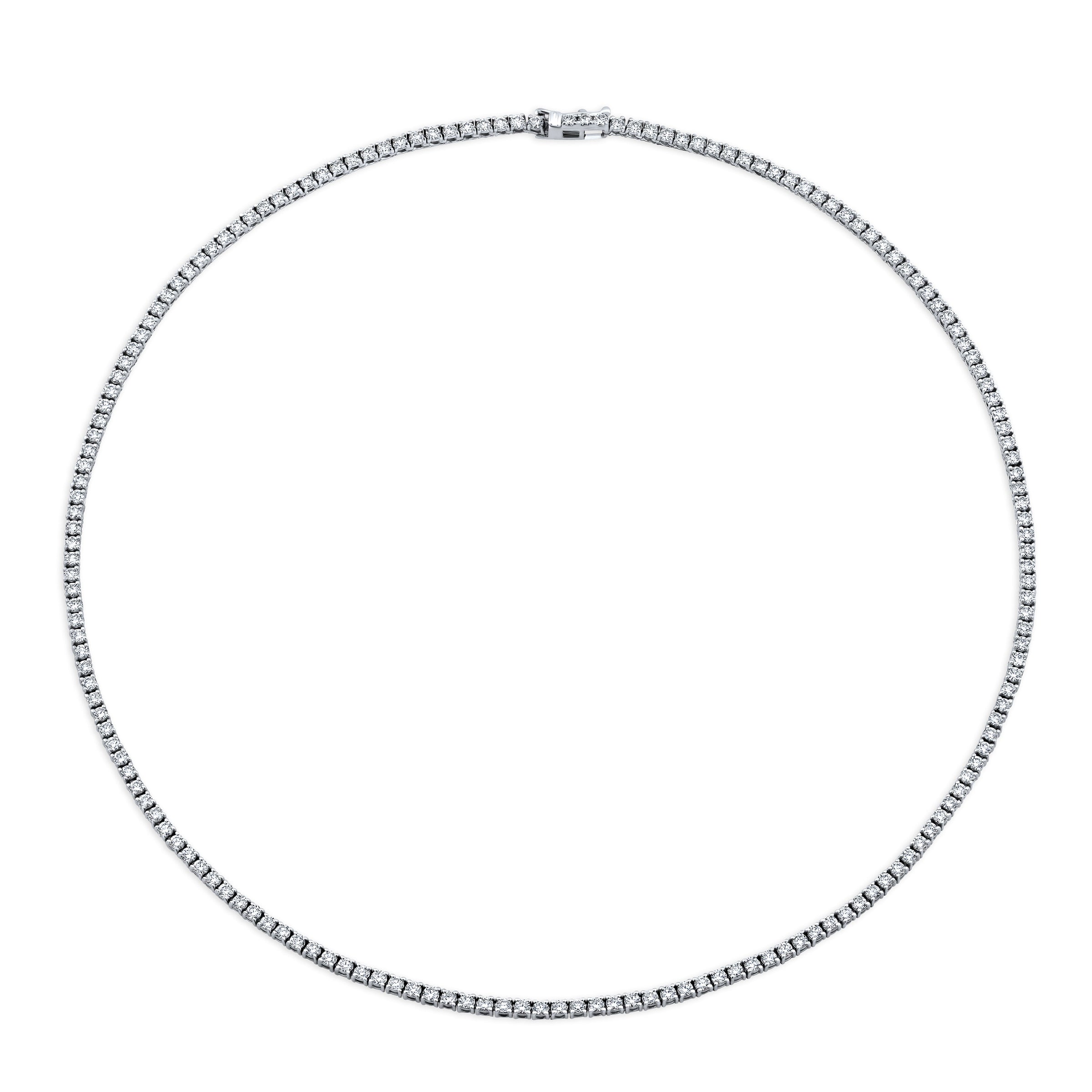 Straight Line 2.0mm Round Diamond 4-prong Necklace