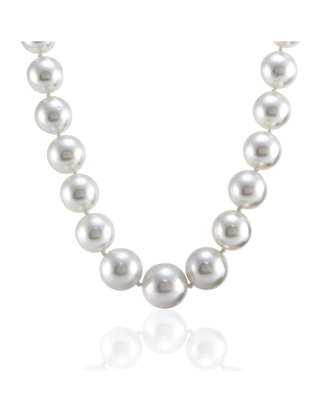White South Sea Pearl Necklace with Pave Diamond and Gold Clasp