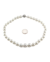White South Sea Pearl Necklace with Pave Diamond and Gold Clasp