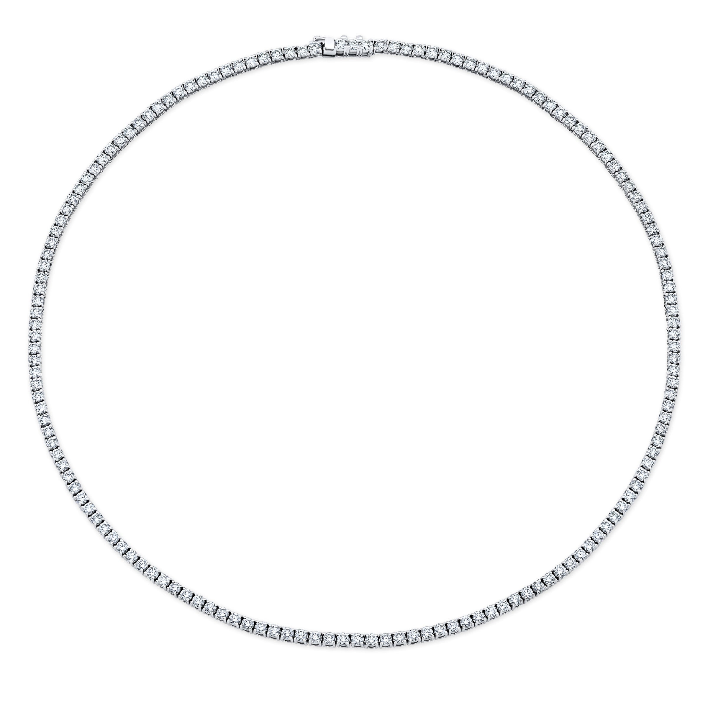 Straight Line 2.5mm Round Diamond 4-prong Necklace