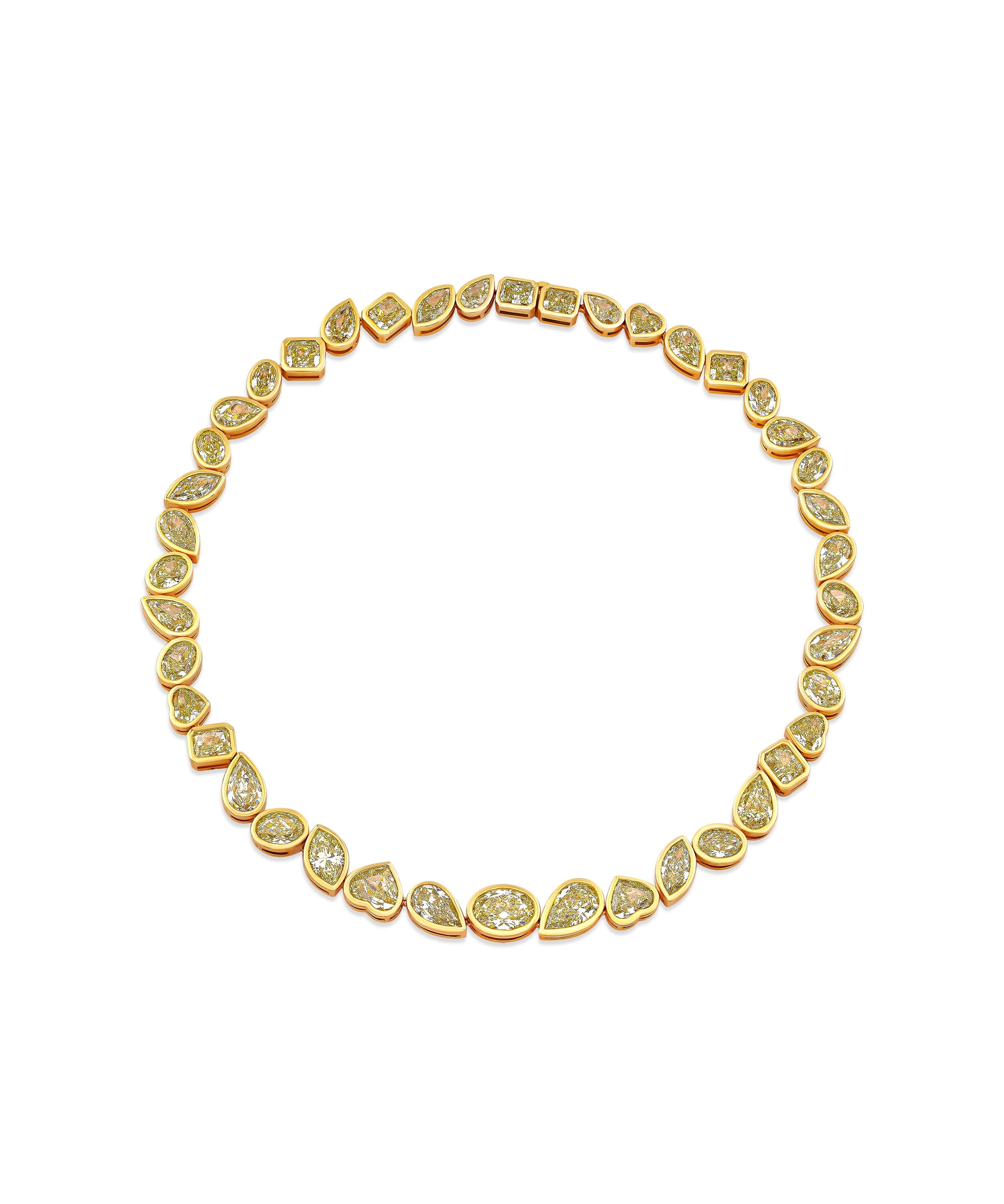 Fancy Yellow Mixed Shape Bezel Set Diamond Choker