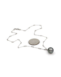 Tahitian Pearl and Diamond Station Gold Necklace