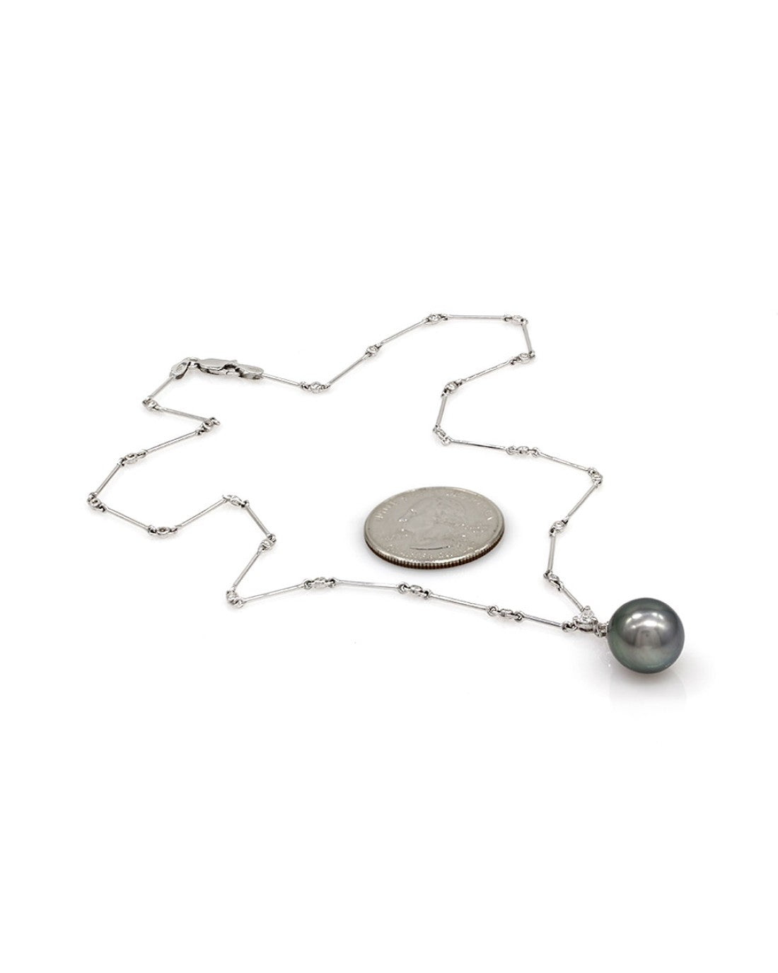 Tahitian Pearl and Diamond Station Gold Necklace