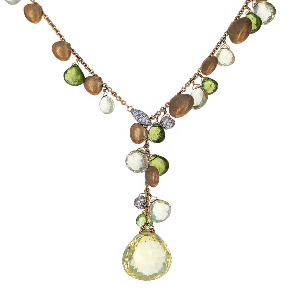 Marco Bicego Prasiolite and Peridot Lariat Necklace in Gold