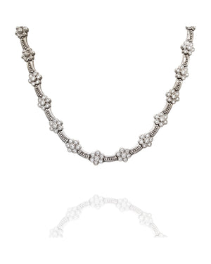 Diamond Flower Necklace in 14k White Gold