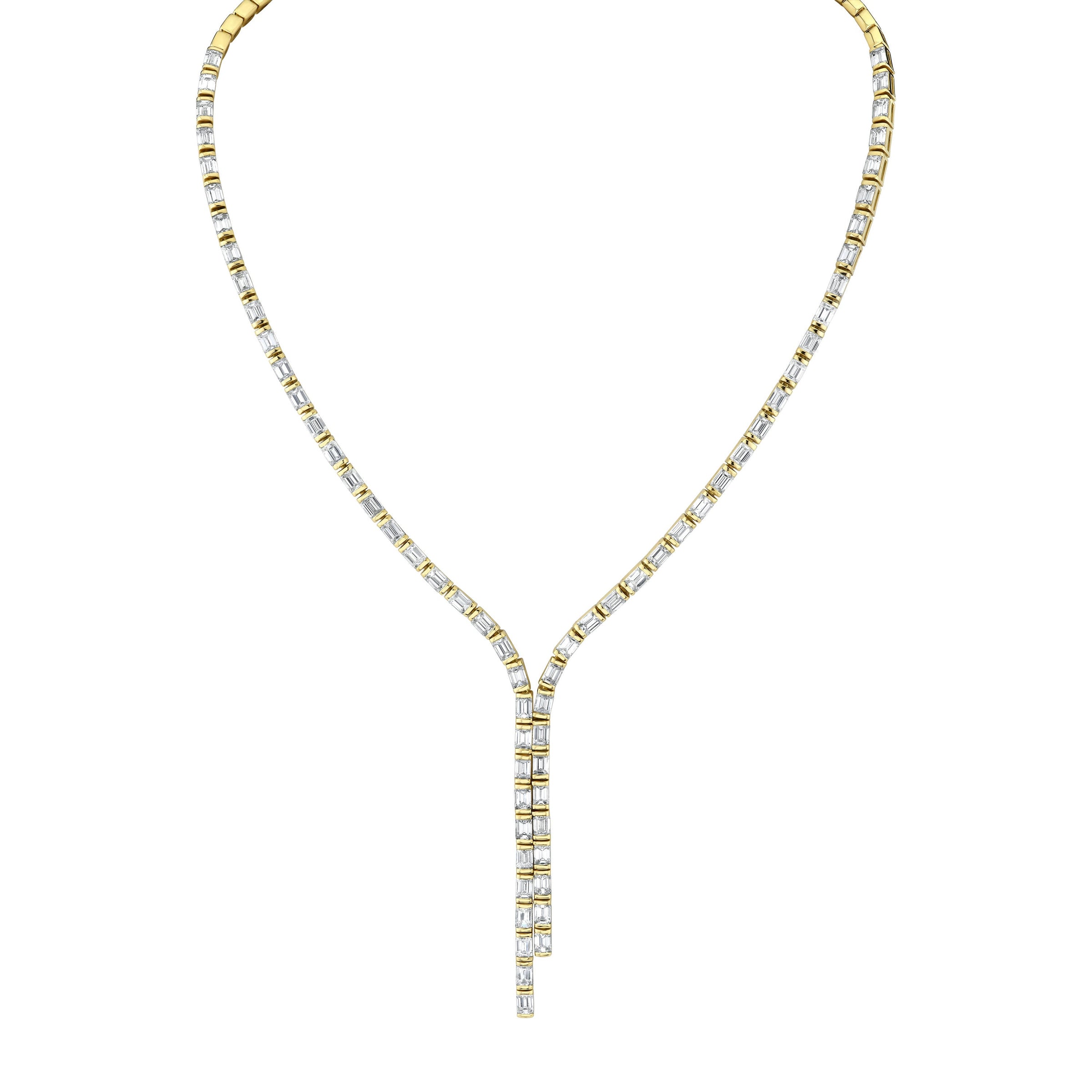 Emerald Cut Diamond Lariat Necklace