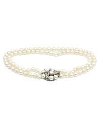 Pearl Necklace with Diamond Clasp in Gold