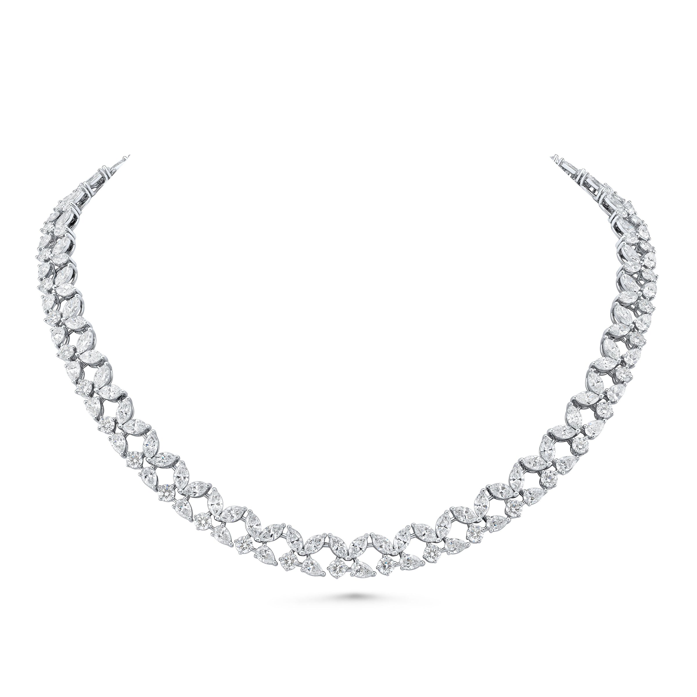 Fancy Shape Diamond Double Row Necklace
