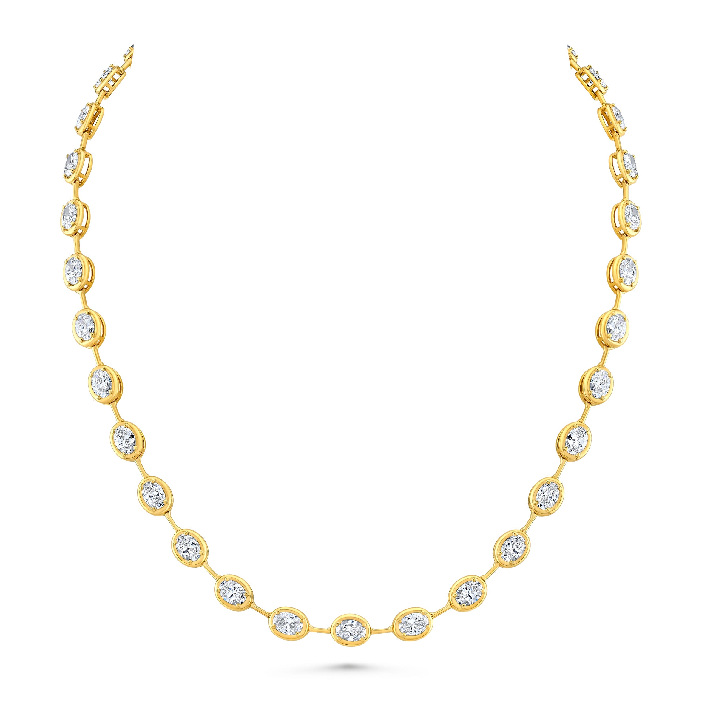 Oval Diamond Bezel Set Bar Necklace