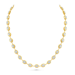 Oval Diamond Bezel Set Bar Necklace