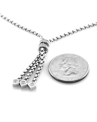 Pave Diamond Lariat Necklace in White Gold