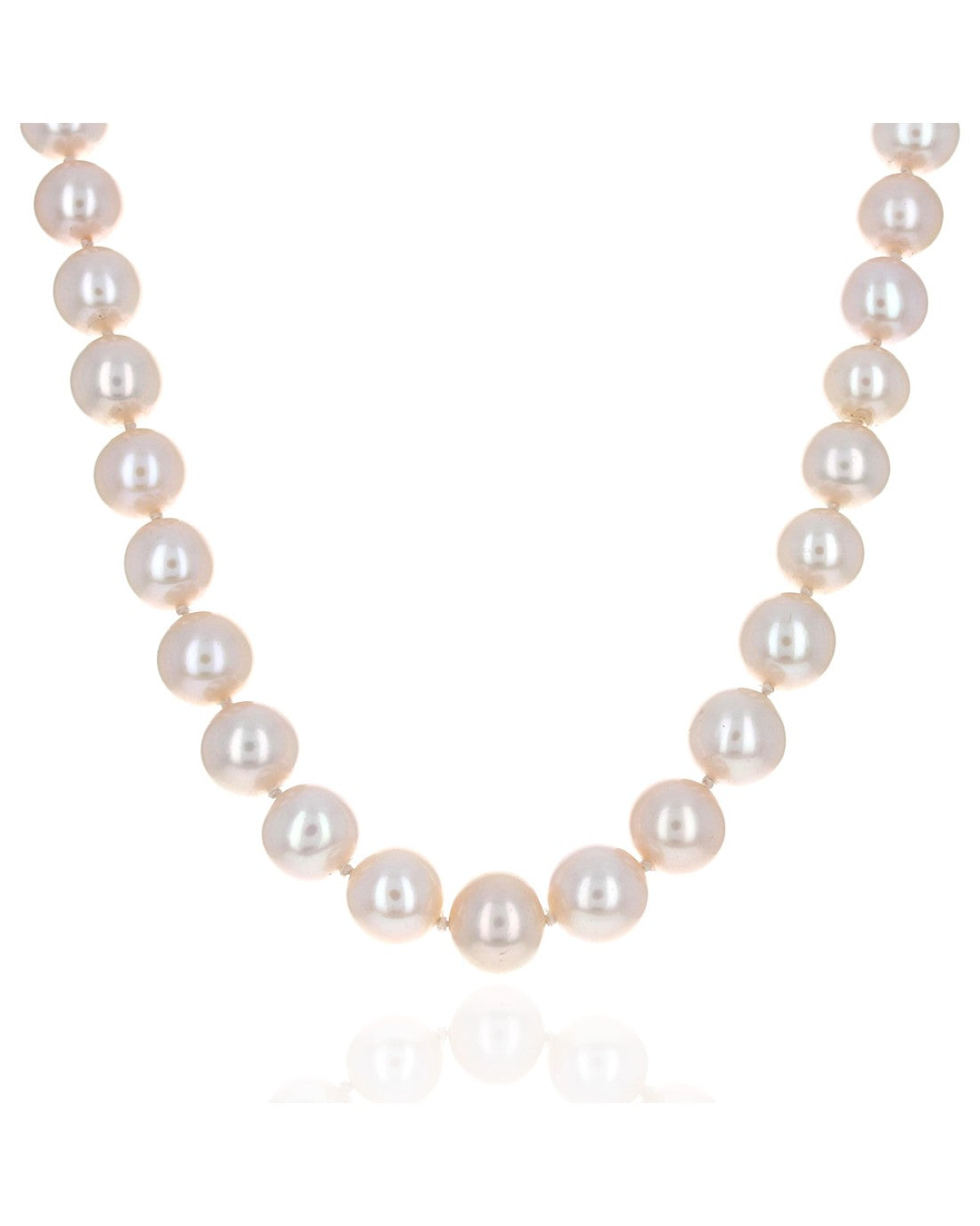 Chinese Pink Pearl Single Strand Necklace with Diamond Ball Clasp