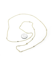 14K Yellow Gold Diamond Station Opera Length Necklace