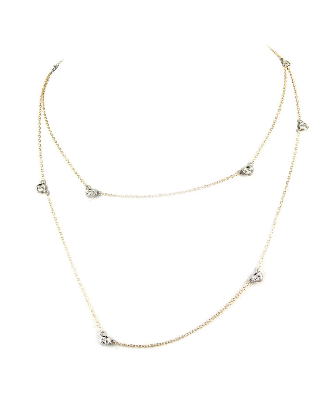 Nine Diamond Station Gold Necklace
