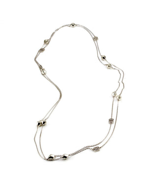 Mimi So Rock Station Necklace in White and Yellow Gold