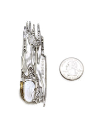 Erte Sophistication Multi-Gem Sterling and Gold Necklace Convertible Brooch