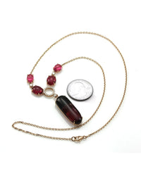 Watermelon and Pink Tourmaline Necklace with Diamond Accents in Gold