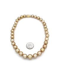 Golden South Sea Pearl Necklace with Diamond and Gold Clasp