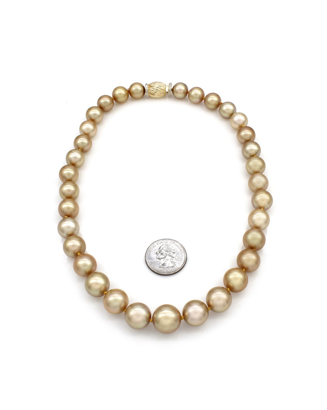 Golden South Sea Pearl Necklace with Diamond and Gold Clasp