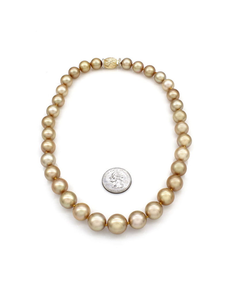 Golden South Sea Pearl Necklace with Diamond and Gold Clasp