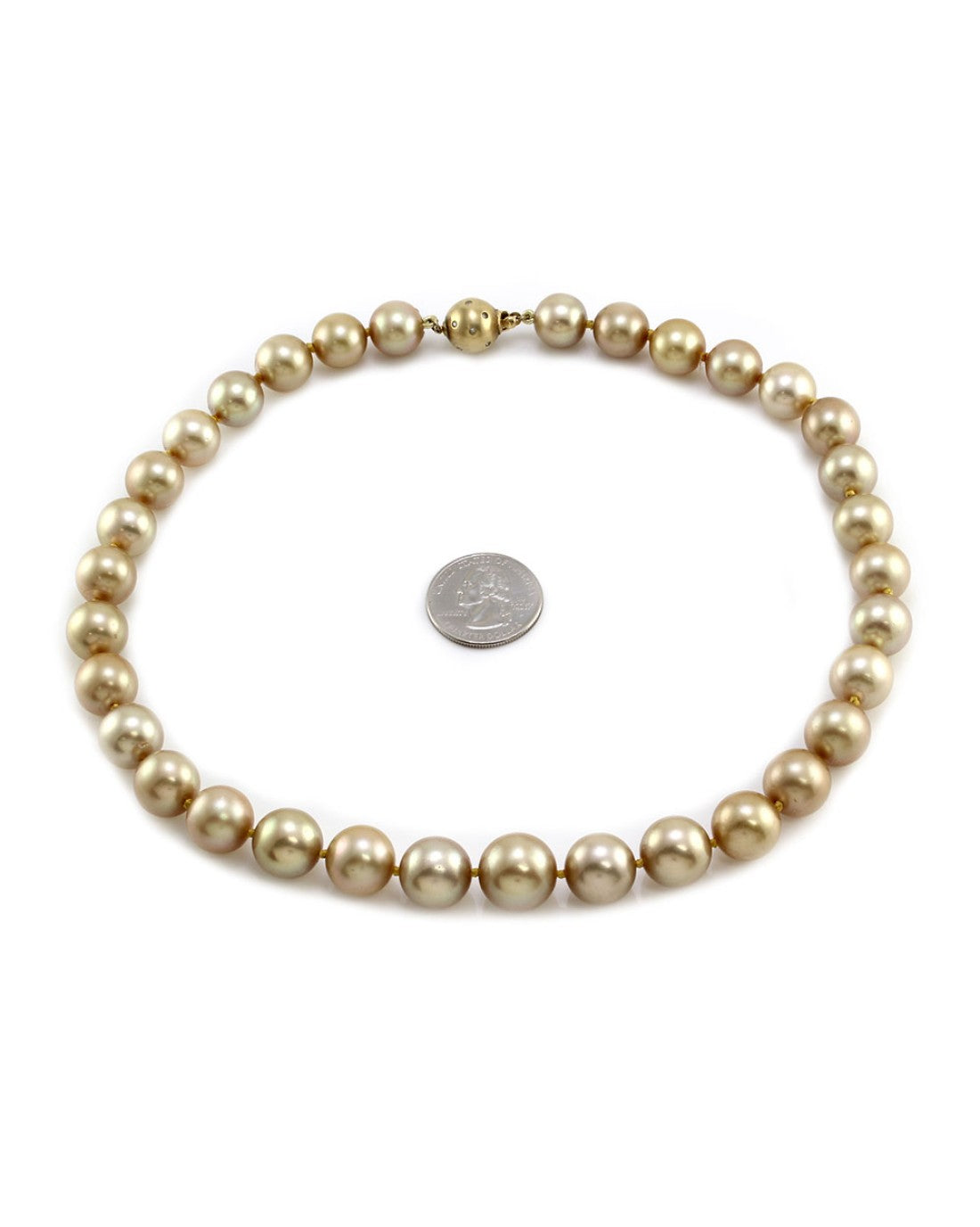 Golden South Sea Pearl Necklace with Diamond and Gold Clasp