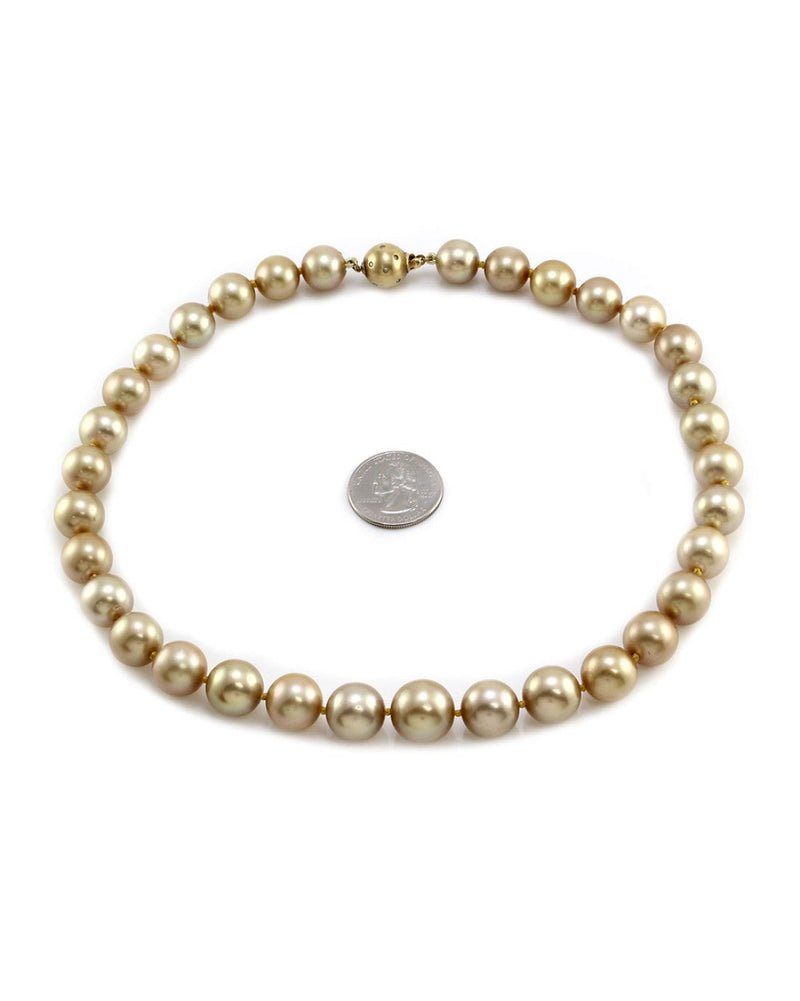 Golden South Sea Pearl Necklace with Diamond and Gold Clasp