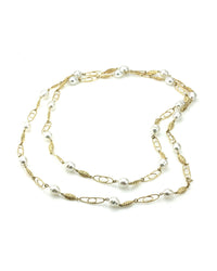 Baroque Pearl Station Necklace in Gold
