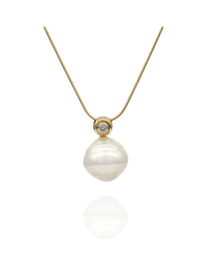 South Sea Pearl and Diamond Necklace in Gold
