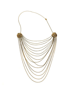 Multi-Strand Gold Bib Necklace