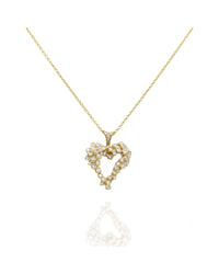 Diamond Cluster Heart Necklace in Gold