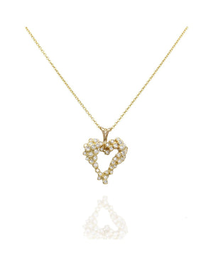 Diamond Cluster Heart Necklace in Gold