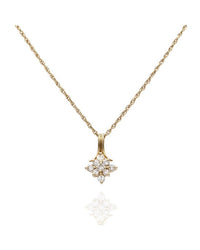 Diamond Cluster Drop Necklace in Gold