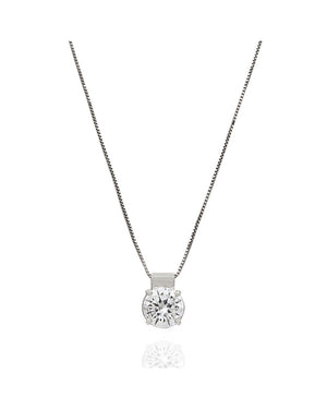 1.12ct Diamond Solitaire Drop Necklace 14KW