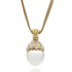 18KY Diamond Capped South Sea Pearl Necklace