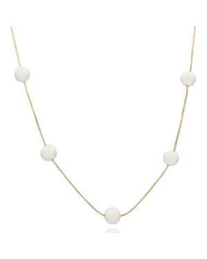 Pearl and Box Chain Necklace 14K