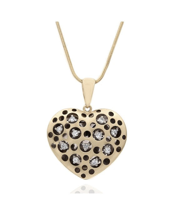 Reversible Heart with Cut Out Diamond Accents