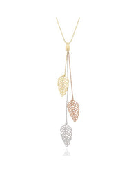3 Leaf Drop on Bead Chain Necklace