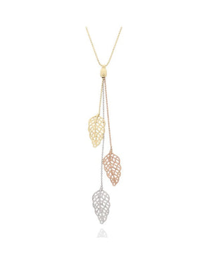 3 Leaf Drop on Bead Chain Necklace