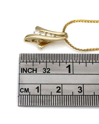Ribbon Motif Diamond Drop Necklace