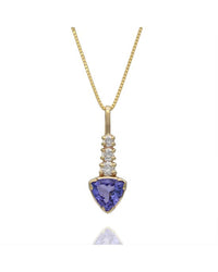 Trilliant Tanzanite and Diamond Drop Necklace
