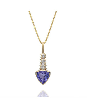 Trilliant Tanzanite and Diamond Drop Necklace