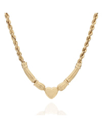 Rope Chain Necklace with Heart Station