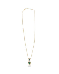 Alternating Emerald and Diamond Drop Necklace in Yellow Gold