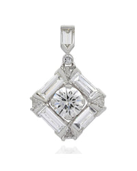 Platinum Pendant with Trillion, Baguette, Bullet, and Round Accent Diamonds