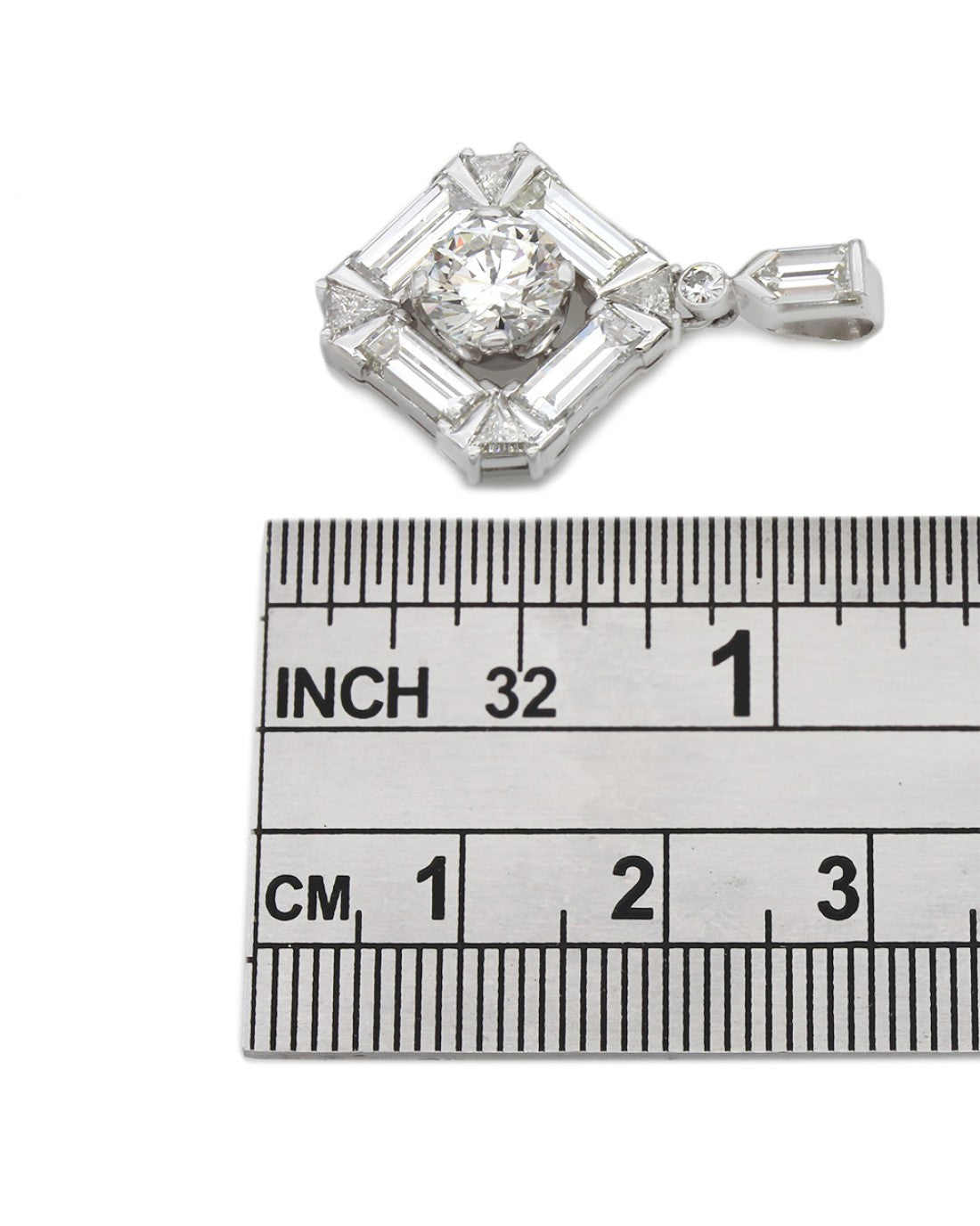Platinum Pendant with Trillion, Baguette, Bullet, and Round Accent Diamonds